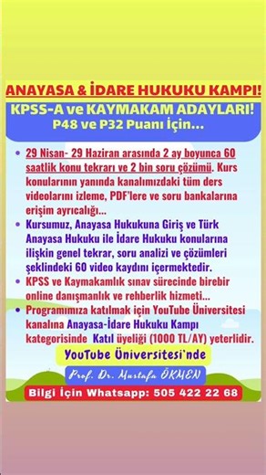 KPSS-A ve Kaymakamlık İçin Anayasa & İdare Hukuku Kampı #youtubeüniversitesi #anayasahukuku #idare