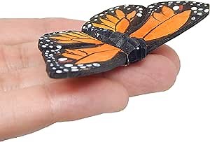 Selsela Hand-Carved Monarch Butterfly Figurine - Miniature Handmade Wooden Monarch Butterfly Insect Sculpture. Wildlife Statue for Home Decor, Nature Lovers & Collectors