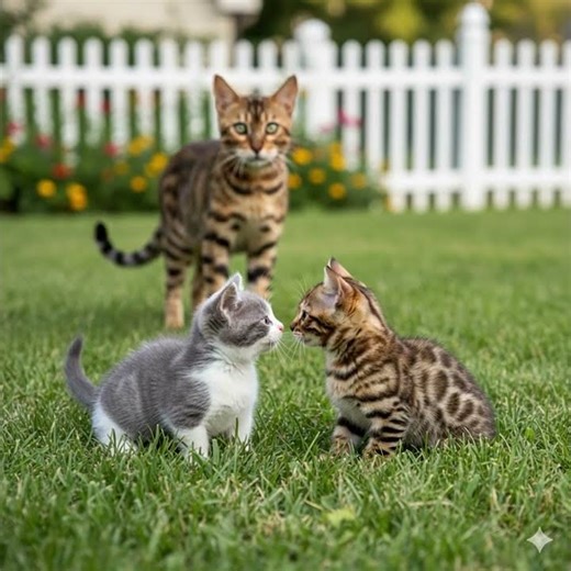 Tiny Munchkin Kitten Befriends Wild Bengal Cub! (So Cute) 😻 #CatLove #Bengal #Shorts