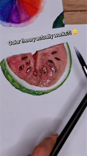 Trying color theory | watermelon #art #colortheory #watercolor #watercolortutorial #shorts