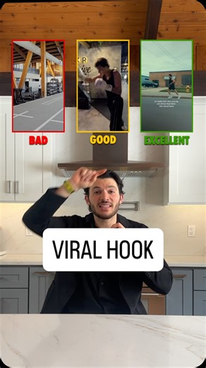 James Ricci on Instagram: "You’re missing out if you don’t Hook Stack… ❌ Bad Hook: Minimal movement. Boring subject. 🟨 Good Hook: Dynamic movement. ✅ Excellent Hook: Dynamic movement + relevant text hook. Bonus points if you pair it with sound or ASMR. If your first 3 seconds don’t stop the scroll, the rest of the video doesn’t matter. Follow @howbrandsgoviral for more 📲"