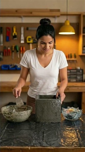 #DIY Broken Mirror + Cement = Mosaic Planter #creativeideas #cementart