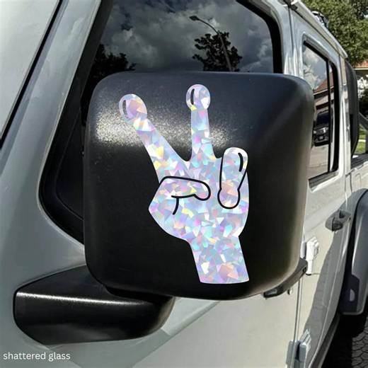 Alien Peace Sign Decal • Holographic Wave Hand Sticker • UFO Vinyl Side Mirror Decal - Etsy