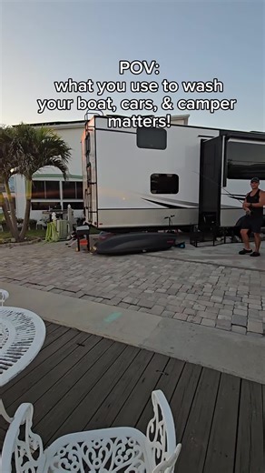 I wish marine life safety was talked about more. If you're living on a natural body of water and using harsh chemicals, you are damaging the eco system that is in that water. We love @Poli Glow account for all our detailing needs. 1. The products work great 2. Biodegradable 3. USA made 4. Family owned small business #poliglow #glossthatsboss #detail #rvwash #boatwash