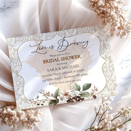 Rustic Coffee Bridal Shower Invitation, Love is Brewing (instant Download) - Etsy