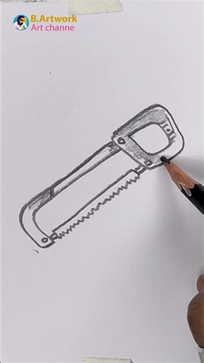 Handsaw Tools Drawing | Easy Realistic Hand Saw Sketch #drawing #B.artwork