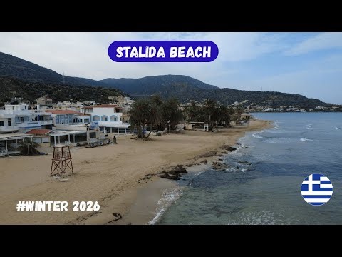 Stalida Beach walk Winter POV | Walking tour Stalis beach during winter 2026