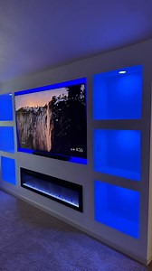 Media wall w/ different lighting options? Let’s go 😮‍💨🔥 #mediawall #explorepage #homeimprovement #livingroom #reels #homeideas #mancave | Quality Home Installs LLC