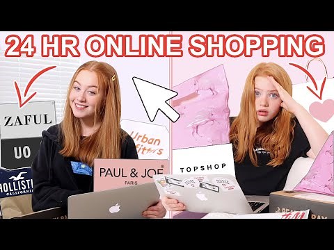 24 HOUR ONLINE SHOPPING CHALLENGE IN OUR BEDROOMS *Big Summer Haul Try On 2020 | Ruby and Raylee