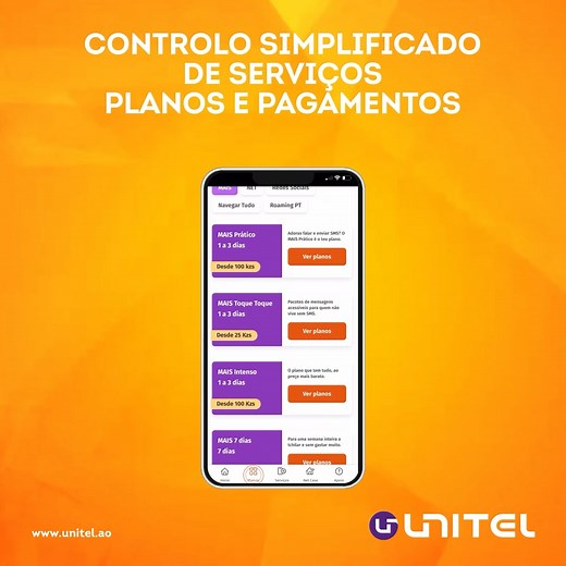 Já conheces a nova App My UNITEL? Um aplicativo de fácil utilização, onde vais poder gerir a tua conta como cliente UNITEL, fazer carregamentos, activar e desactivar serviços, planos e pagamentos. Baixa já. Disponível para iOS: https://apps.apple.com/us/app/myunitel/id6463431454 Disponível para Android: https://play.google.com/store/apps/details?id=ao.unitel.MyAppUnitel #UnitelAngola #Unitel #AppMyUnitel #App | Unitel