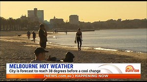Soaring temperatures in Melbourne today have firefighters on high alert today. The city is predicted to reach 38 degrees, while some parts could reach 42. Northern Victoria is under a total fire ban with the Mallee district under extreme fire danger. Some V-line regional trains are running to an altered, extreme heat timetable. The heat is only temporary though, temperatures will drop from 6pm with a south-westerly change bringing much cooler conditions for the rest of the week. Story: https://7