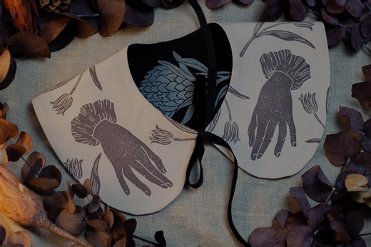 Gothic Collar With Hands & Tulips, Wednsday Dress Detachable Collar, Linen Statement Neck Accessory - Etsy