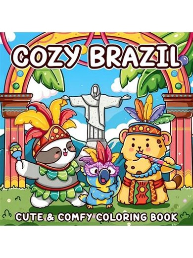 GDTME Comfortable Brazil Coloring Book: Christ The Redeemer, Carnival Animals, Feather Headdresses And Tropical Patterns, Creating Vibrant Brazilian Scenes, Suitable For Children And Adults, Applicable For Easter, Mother's Day, Father's Day, Back To School, Birthday Parties, Wedding Season, Perfect Gift. Art And Handmade Decor For Rooms, Bedrooms, Cozy Spaces, Coloring. | SHEIN