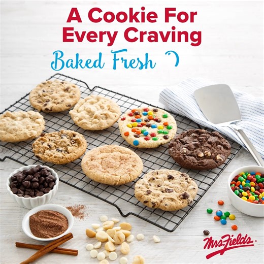Our daily lineup is no joke. 😍 Enjoy one of our classic cookies for every craving. Baked fresh daily at your local Mrs. Fields: mrsfields.com/stores | Mrs. Fields