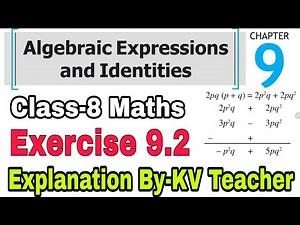 Exercise 9.2 /Class-8 Maths NCERT Chapter-9 Algebraic Expressions And Identities Solution By-KV Tchr