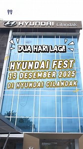 2 HARI LAGI! Hyundai Fest 2025 di Hyundai Cilandak, tanggal 13 Desember 2025! Hi, #HyundaiLovers! Hyundai Fest 2025 kali ini hadir di Hyundai Cilandak, akan ada banyak penawaran spesial yang sudah disiapkan oleh PT Hyundai Mobil Indonesia! Nikmati: • Spare Parts Bazar dengan diskon hingga 90% • Service Promo dengan potongan jasa pemasangan parts bazar hingga 80% • Body & Paint dengan diskon jasa hingga 25%, plus coating diskon hingga 10% • Konsultasi gratis yang didukung oleh 37 perusahaan asura