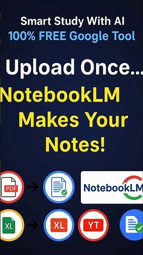 NotebookLM FULL Tutorial in 56 Seconds | Convert PDF, DOC, Excel & YouTube to Notes FAST #shorts