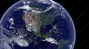 Earth rotation view from the space USA and Canada