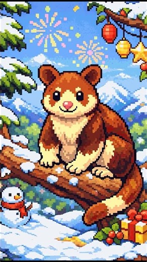 Tree Kangaroo #shorts #pixelart #cuteanimals #animation #treekangaroo