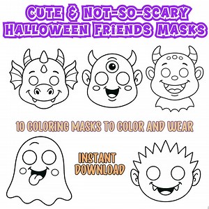 Color-your-own Monster Masks – 10 Cute & Not-so-scary Halloween Friends for Kids, 10 Adorable Halloween Printable Masks, Halloween DIY Masks - Etsy