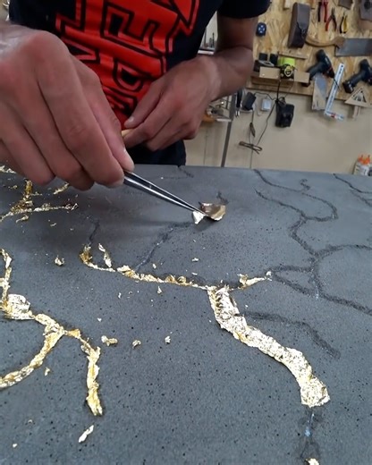 1.1M views · 3.5K reactions | DIY Gold Table with Concrete and Wood | DIY & Crafts | Facebook