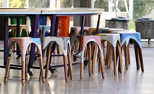 maor aharon repurposes abandoned wood furniture into multicolored stools