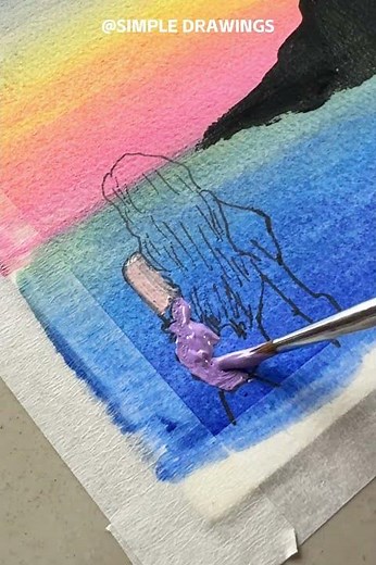 Blending this sunset is so satisfying! 🌅✨ #painting #acrylicpainting #shors
