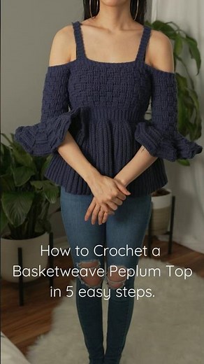 How to Crochet a Basketweave Peplum Top in 5 Easy Steps