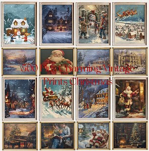 500   Charming Christmas Prints - Vintage Holiday Gallery Wall Set, Festive Nostalgic Winter Farmhouse Decor - Etsy