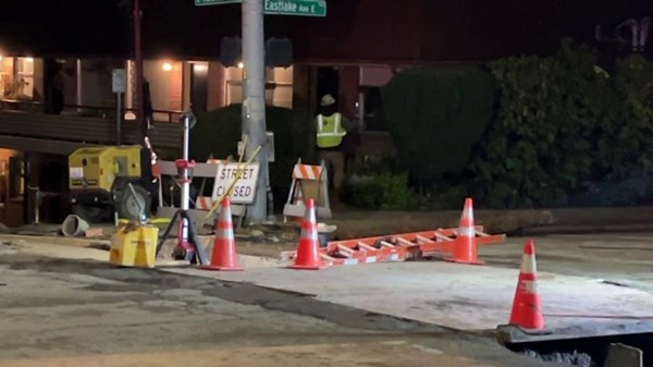 Road reopens day after construction crews hit gas line in Seattle's Eastlake neighborhood
