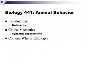 Biology 441: Animal Behavior - SlideServe