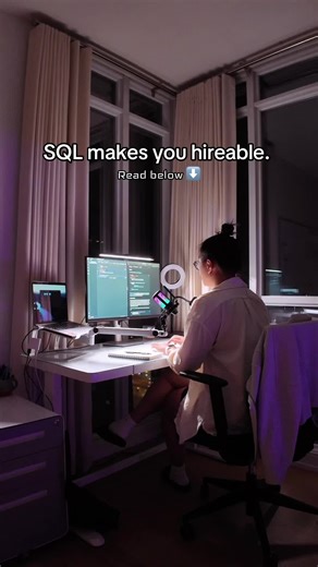 If you want to become hireable in data… learn SQL. Not “kind of know it.” Not “watched a tutorial once.” Actually learn it. Because SQL is the language of data. Every company — from startups to Fortune 500 — stores their data in databases. Customer transactions. Website clicks. Marketing spend. Product usage. Financial reports. It all lives in tables. And SQL is how you talk to those tables. That’s why SQL can land you a job in: • Data Analytics • Data Science • Data Engineering • Business Intel
