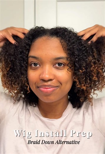 How do you style your hair underneath your wig? If you’re like me and too lazy to do a braid down, here’s an easy alternative 🫶🏾! Wig from @hergivenhair • #wiginstall #wiginstalltutorial #braiddown #braids #creatorsearchinsights