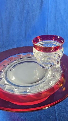 Vintage Cranberry Glass Cup With Separate Underplate - Etsy