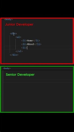 Junior developer vs Senior developer #websitedevelopment #programming #htmlcssjavascript #viral