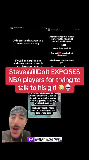 SteveWillDoIt exposes NBA Players for trying to talk to his girl in DMs #stevewilldoit #nba #youtube #viral #greenscreen