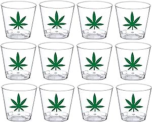 Outside The Box Imports 420 Party, Marijuana Leaf plastic shot glasses Marijuana leaf theme party, marijuana bachelorette party, cannabis party decor