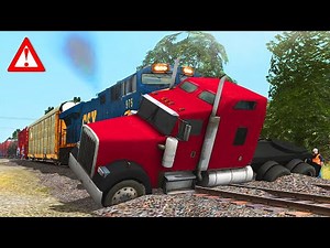 Truck is IMPACTED by a CSX TRAIN! ⚠