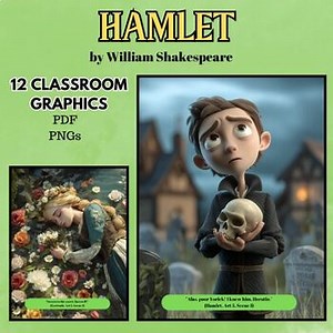HAMLET by William Shakespear - PDF/PNG Graphics - Posters - Classroom Decor