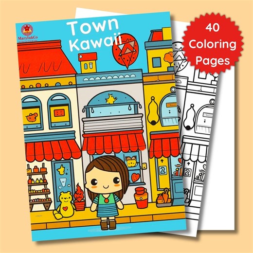 Kawaii Town Coloring Pages | Kawaii Activity Book for Kids | 40 Page Printable PDF Download - Etsy