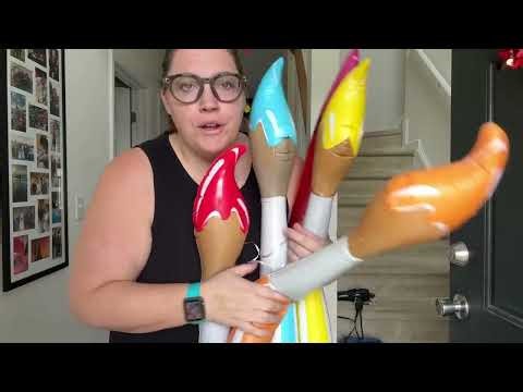 Inflatable crayons and paintbrushes perfect for decorating