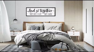 HLJ ART Be Our Guest Wall Decor: Farmhouse Bedroom Art Above Bed, 12" x 40" Framed Large Guest Room Signs, Rustic Country Decorative Plaques for Home Living Room Kitchen