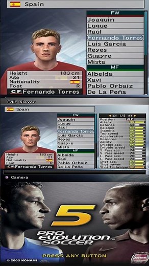 Spain Full Squad in Pro Evolution Soccer 5 - PES 5 / Winning Eleven 9 – Full Team & Player Stats