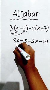 Aljabar: 3(x-5)-2(x+7)=? #Shorts