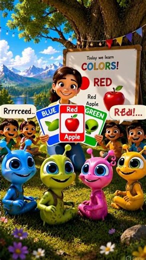 👽 Aliens Learn Colors on Earth 🌈 | Red Blue Green Purple | Fun Kids Learning Short