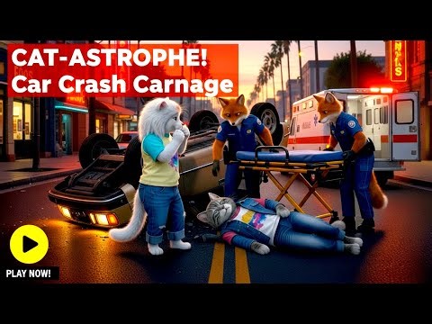 CAT-ASTROPHE🙀🙀🙀CAT CAR CRASH CARNAGE💥💥RESCUE CUTE CAT🙏🙌