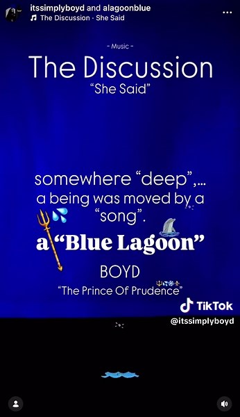 💦🐳somewhere “deep”,… a “Being” was “moved” by a song,…a “Blue Lagoon” 🔱💦| @The Discussion - She Said💧 @…a “Blue Lagoon” I was musically “favored last night as I was presented with great new songs…. (In Jack Black’a voice) ….“ that “make” “me” “wanna” “run”. 🤘 A swim 🏊‍♂️ was a must for this darling of a “rock” wave 🌊. - Back Story To Video - Yesterday after my late workout, I saved a lot of songs for a swim 🏊‍♂️, I’m not sure,… I think I went to sleep close to 12 A.M.. I ended up waking