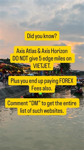 Ziwy on Instagram: "Axis Atlas & Axis Horizon give you 5 Edge Miles on direct airline websites. There is a list of such direct airline websites which are secretly changing their MCC codes. Because of which, you will end up getting only 2 Edge Miles. Want to get an entire list? Just comment DM. #travel #creditcardsindia #travelhack #creditcards #axisatlas #axishorizon #axis #việtnam #travelitinerary #point #rewards"