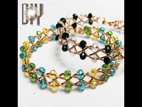 Braided copper Bracelet | 4 strand braided | small crystal beads @LanAnhHandmade 844 #Shorts