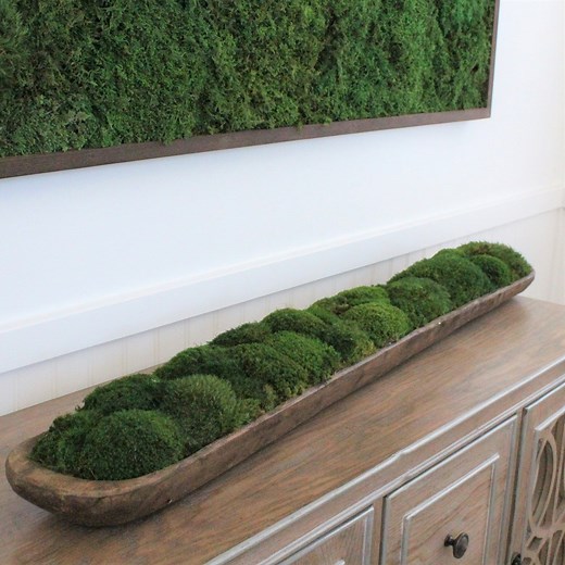 Moss Dough Bowl, Centerpiece for Dining Table, Preserved Moss, 40" Long Bowl, Housewarming Gift, Table Top Decor, Rustic Wood, Client Gift - Etsy